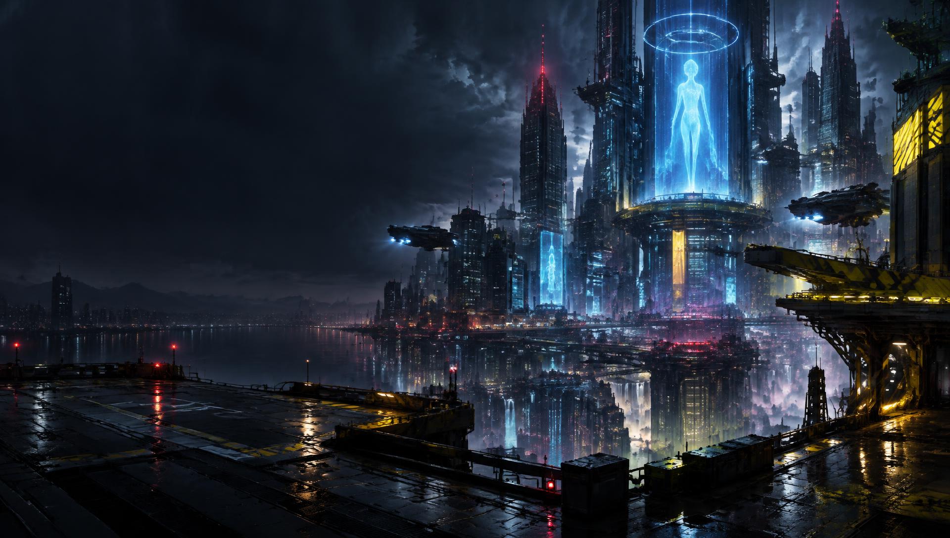 A rain-soaked futuristic NOVA city command centre
